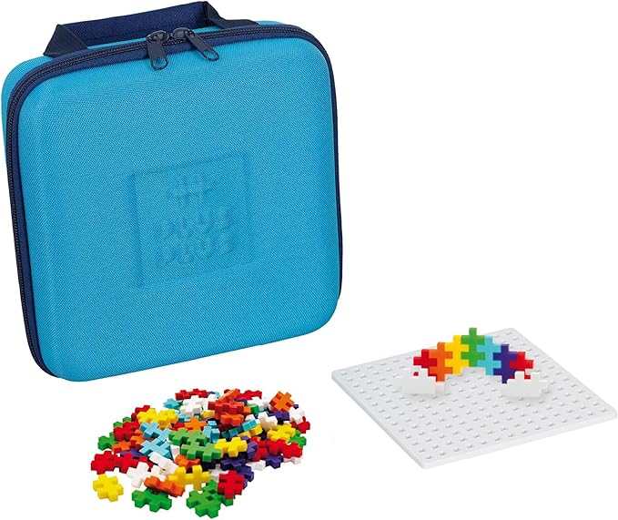 PLUS PLUS Travel Case - 100 Piece Rainbow Mix, Mini Interlocking Building Blocks Set, Stem Toys - Airplane Travel Essentials for Kids/Classroom Must Haves Gifts for Boys & Girls