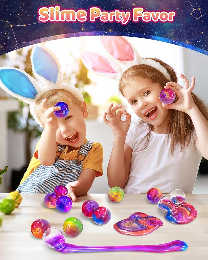 24 Pack Galaxy Slime Party Favors, Non-Sticky, Stress Relief Treasure Box Toys for Classroom Prizes Party Supplies, Student Gifts Birthday Goodie Bags Stuffers for Kids Teens Boys Girls 4-8, 8-12