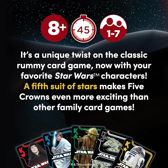 Five Crowns Card Games Star Wars – Family Games Night - Card Games for Families - Multi-Player - Star Wars Toys - Travel Games - Playing Cards - Family Activities
