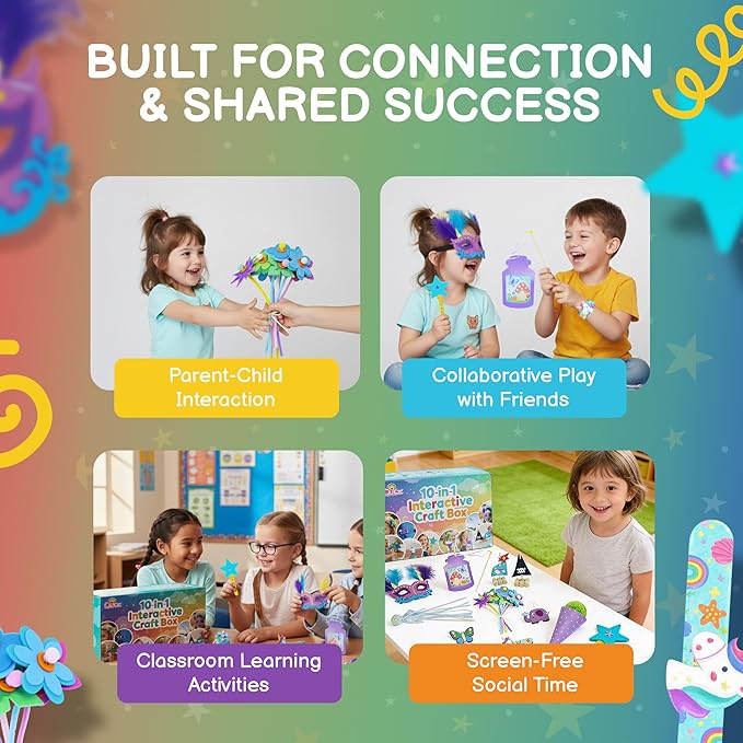 QuTZ Craft Kits for Kids Ages 4-8, 10-in-1 Toddler Craft Box, Build Projects that Glow, Float, Wearable and Playable, No prep and no Clean-up, Art and Crafts Supplies for Kids 4 5 6 7 8 Year Old