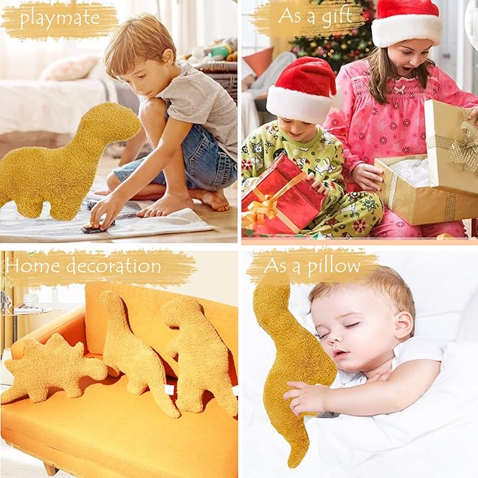 5 Packs Dino Nugget Pillow Plush, Large Dinosaur Chicken Nugget Pillow Stuffed Animal Plush Toy, Dino Nugget Dinosaur Theme Party Decoration Birthday Christmas Valentines Day Gift for Kids Boys Girls