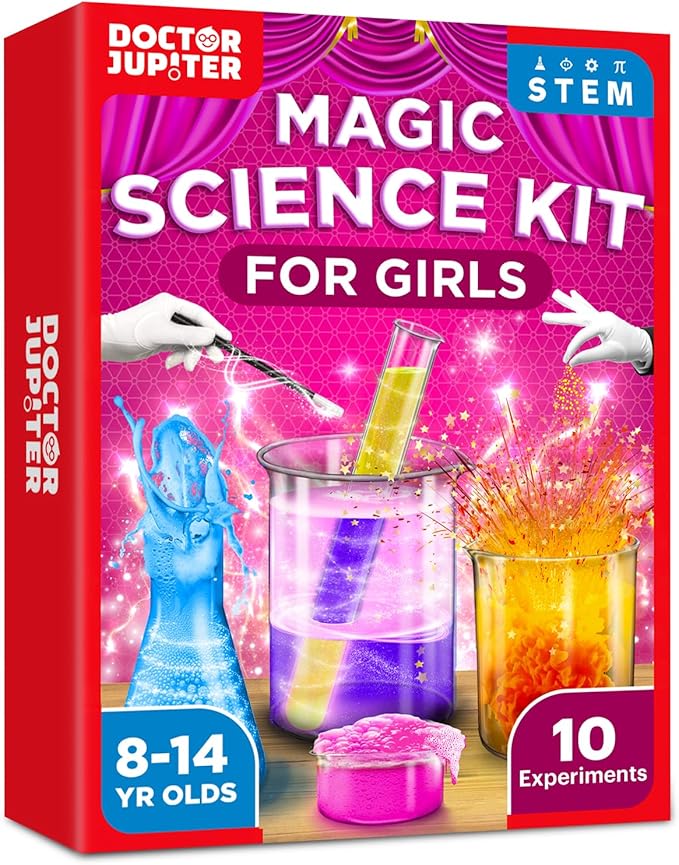 Doctor Jupiter Magic Science Kit, Chemistry Set for Kids Ages 8-10-12-14 | Easter, Birthday Gift Ideas for 8+ Boys and Girls | Toy STEM Kit with 10 Science Experiments, Magic Tricks
