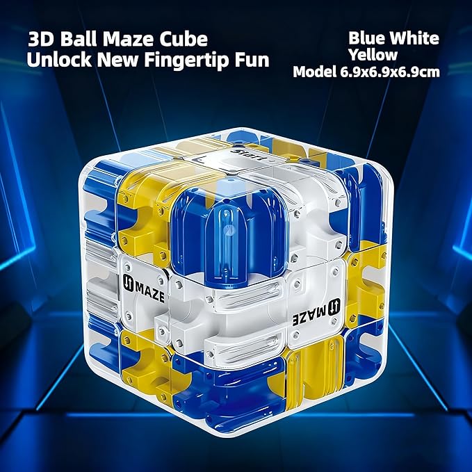 Rubik Race Game Large 3D Labyrinth Cube Puzzle, 3D Puzzles Maze Cube Ball Puzzle, Color-Match Game, Education Sensory Toys Spatial Awareness Brain Training Toy for Stress Relief for Adults Teens(1PC)