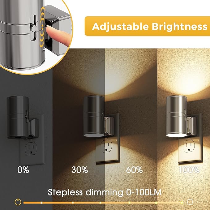 L LOHAS LED Night Light, Automatic Night Lights Plug into Wall, 2 Pack Nightlights With Light Sensor, 3000K Soft White 0-100LM Dimmable Modern Nightlight for Kids Bedroom Hallway
