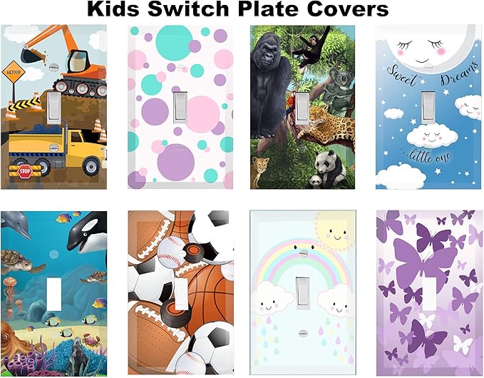 Girls Room Decor Light Switch Cover Plate Kids Room, Decorative Wall Accent for Baby Nursery, Teen Toddler Bedroom Bathroom Playroom (Pastel Unicorn)
