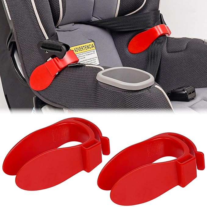 Car Seat Strap Organizer Clip – Keep Harness Straps Neat & Easily Accessible – Prevents Twisting & Tangling – Universal Fit for Infant, Toddler, and Booster Seats – Quick Installation (Red)