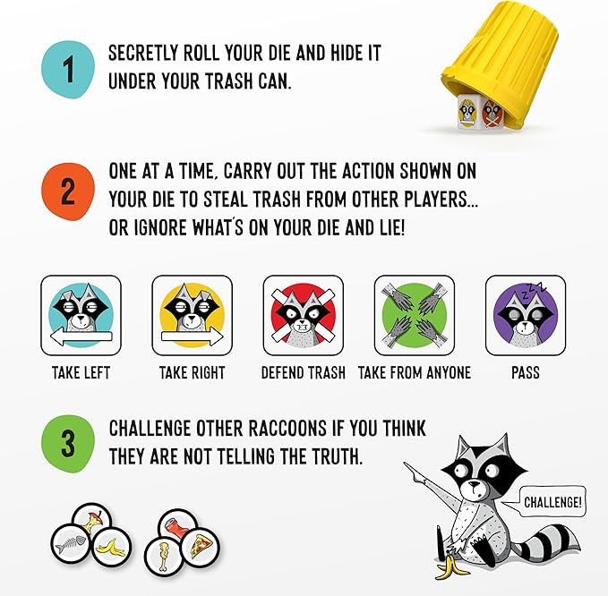 Lying, Cheating Raccoons – The Ultimate Bluffing Dice Game for 2-6 Players, Ages 8+ – Family Fun!