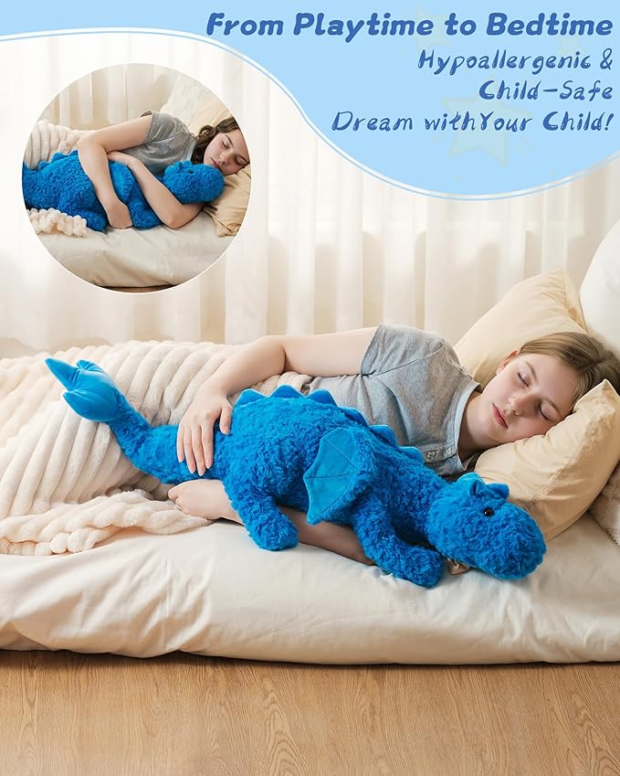 Weighted Stuffed Animal 5Lbs 35.4", Heavy Soft Dragon Plush Toy, Pink Weighted Dragon Stuffed Animal for Kids and Adults, for Comfort and Relaxation