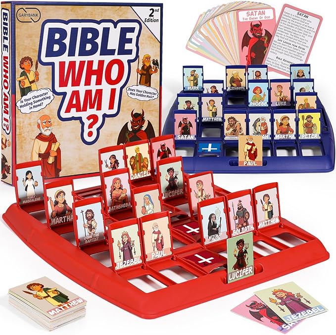 Garybank Guess Bible Who Am I Game 2nd Edition, Another 24 Classic Bible Characters with Life Story & Verse Cards, Biblical Study Supplies for Sunday School & Youth Group, Christian Gift for Kids