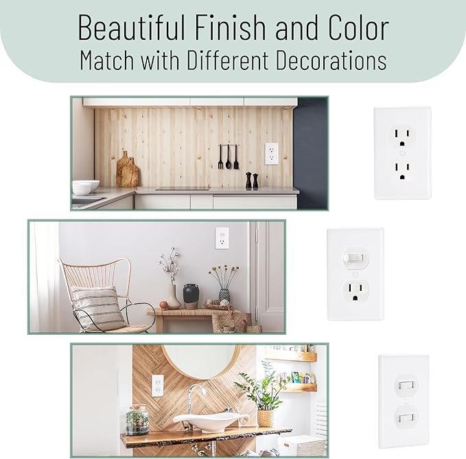 Bates- Duplex Wall Plate, 12 Pack, Ivory, Electrical Outlet Cover Plates, Wall Outlet Cover