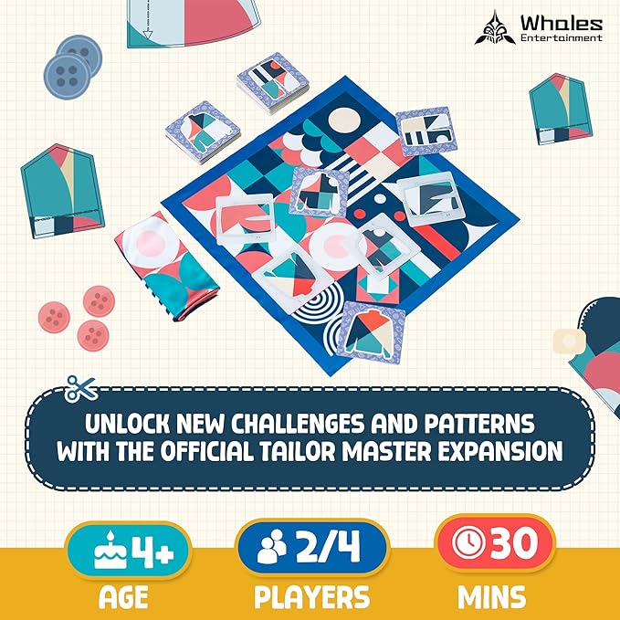 Whales Entertainment| Tailor Master New Challenge Expansion 4+| Preschool Memory & Matching Game for Kids| Educational Board Game| 2 Player Competitive Board Gameplay,Fun Games for Kids & Parents