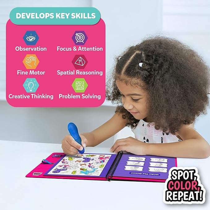 Skillmatics Reusable Search & Find Book – Water Spotter, Mess-Free, Fun Learning Activity, Unicorns & Princesses, Travel Toy, Gifts for Kids Ages 4, 5, 6, 7, 8