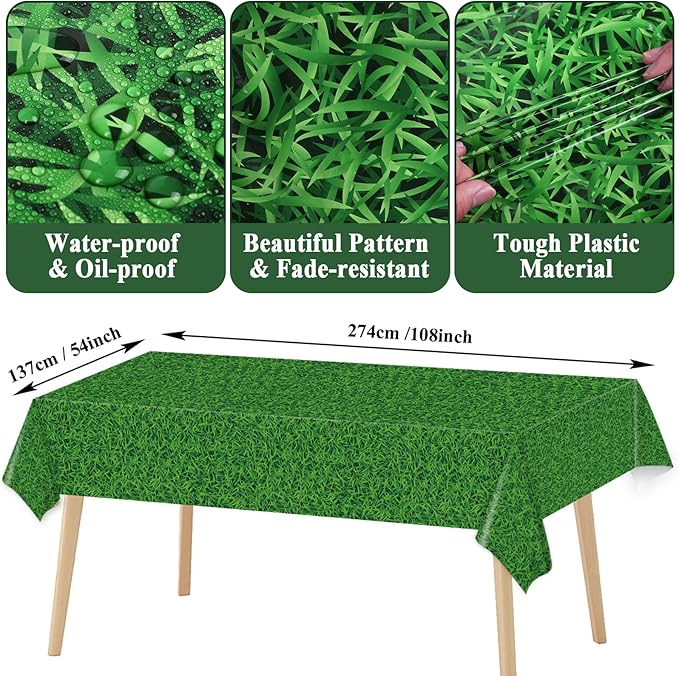 Qyeahkj Golf Party Supplies Serves 24 Golf Ball Party Paper Plates and Napkins Green Grass Plastic Tablecloth Set Sports Themed Tableware Kit for Birthday Decoration Baby Shower Decor