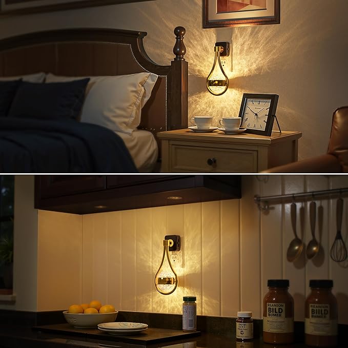 Briignite LED Night Lights Plug into Wall, 330° Rotating Night Light with Dusk to Dawn Sensor, 0-100LM Dimmable Nightlight Adjustable Brightness, 3000K Warm White for Hallway, Bedroom, Stairway