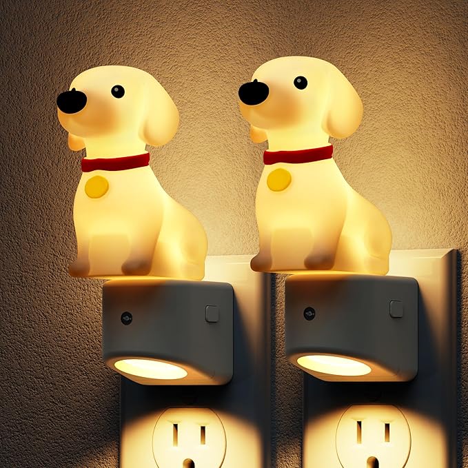L LOHAS LED Night Light for Kids,3D Cute Puppy Night Lights,Dachshund with Dusk to Dawn Sensor, RGB+Soft White 3000K,Dog Night Light,Birthday Gift Nightlight for Kids, Room Decor,2Pack