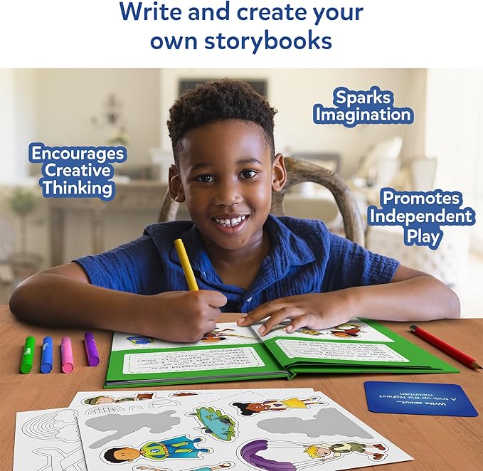 Skillmatics Storybook Art Kit - Create Adventure Stories, DIY Craft & Writing Kit with 300+ Stickers, Scrapbooking & Journal Activity, Screen-Free Fun, Gifts for Kids Ages 5, 6, 7, 8, 9, 10