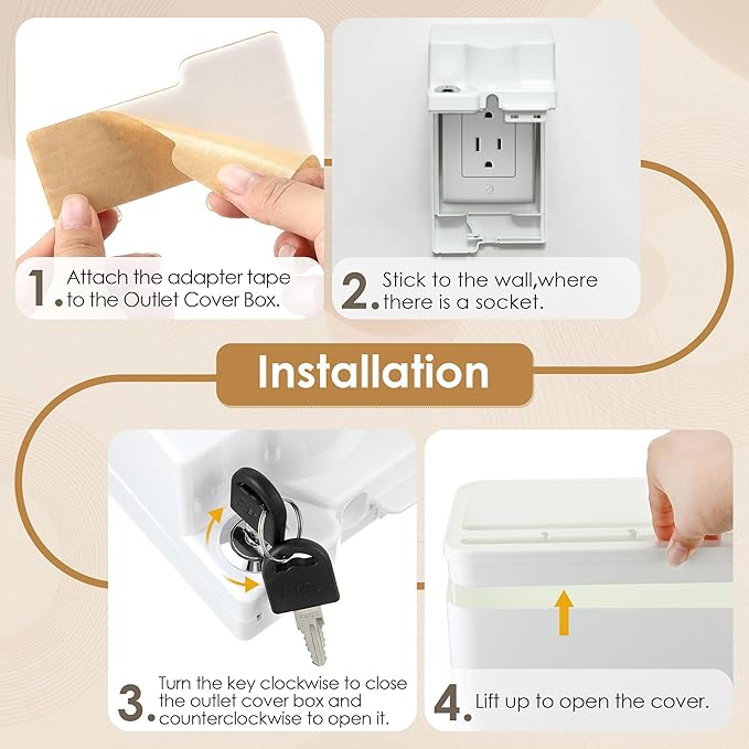 Power Strip Cover Baby Proof & Outlet Cover Box. Cable Management Box with Lock, Baby Proof Power Strip with Holes for Wire Storage and Organization, Outlet Protector