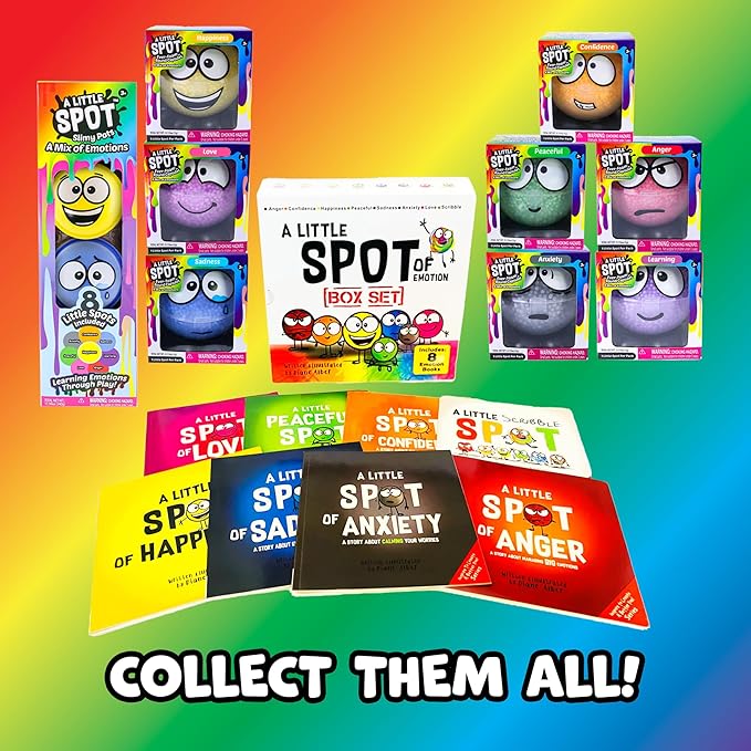 A Little Spot Slimy Pots Slime Toy Set, 8 Sensory Slime Pots for Kids, Social Emotional Learning Slime Kit, Calm Down Sensory Toys for Classroom or Home, Ages 3+
