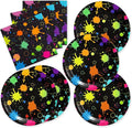 40pcs Neon Party Supplies Paper Plate and Napkins Neon Glow Birthday Colorful Graffiti Party Decoration for Glow Kids Baby Shower Birthday Decorations