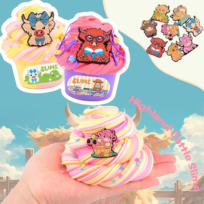24 Pack Axolotl Butter Slime Kit, Highland Cattle Capibara Slime, Internet Popular Animal Slime Charms, Soft Slimes, Stress Relief Toys for Kids, Party Favors for Toddlers Teens Girls and Boys