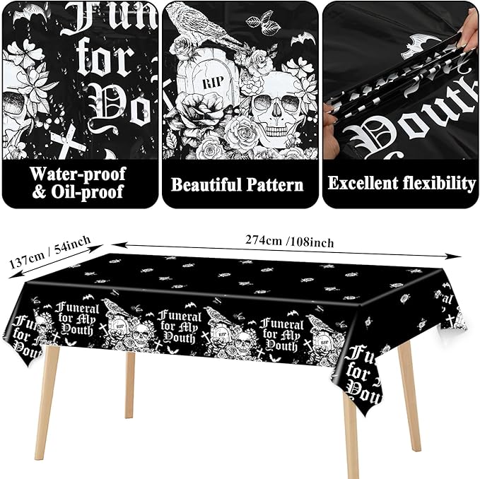 Rip 30s Birthday Party Supplies Serves 24 Death To My 30s Party Decorations Paper Plates Napkins Disposable Black 40th Birthday Tablecloth Set Tableware Kit for My Youth Funeral Party