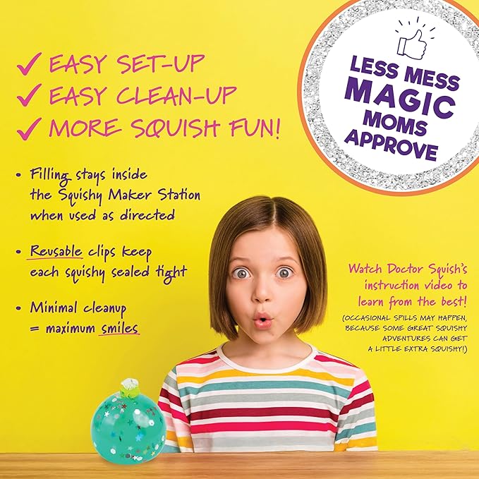 Doctor Squish Squishy Maker Station | DIY Make Your Squishies Kit | All Inclusive with Sparkles & Slime Powder | Ages 8 & Up