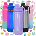 CHILLOUT LIFE 17 oz Kids Insulated Water Bottle for School with Leakproof Spout Lid and Cute Waterproof Stickers, Personalized Stainless Steel Thermos Flask Metal Water Bottle for Girls & Boys
