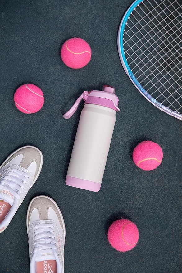 ZULU Powerfill Pro 18oz Kids Stainless Steel Water Bottle with Quick Fill Lid, Triple Wall Vacuum Insulated, Leak Proof Locking Lid, Sip & Chug, Reusable, BPA Free, Dishwasher Safe, Ivory Blush