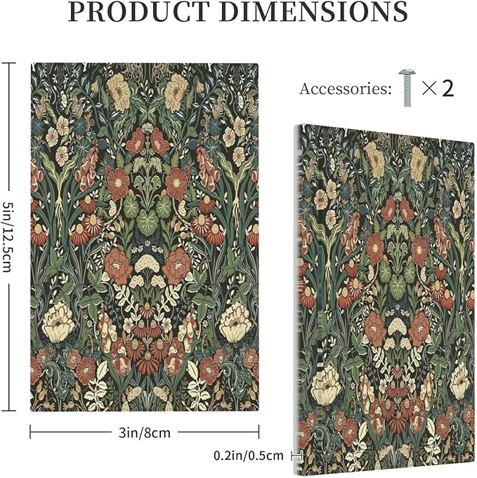 Light Switch Cover Plate Vintage Dark Floral William Morris Green Flower 1 Gang No Device Blank Electrical Wall Plates Faceplate Decorative Switch Plate for living Room Home Decor