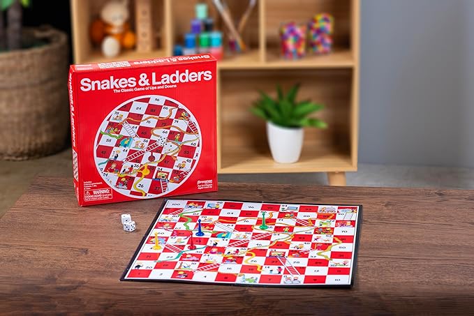 Pressman Snakes & Ladders Game, 2-4 Players, Ages 4 & Up, 5"