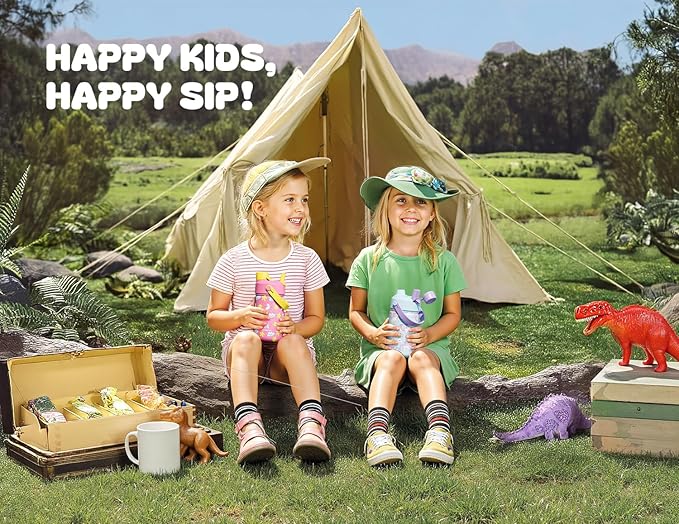 18 oz Insulated Girls Water Bottle: Spill-Proof, Stainless Steel Cup with Straw Spout Lid, BPA-Free, Cupholder Friendly, 24H Cold for School, Camping, Sports, Birthday Gift for Kids (Rosy Bouquet)