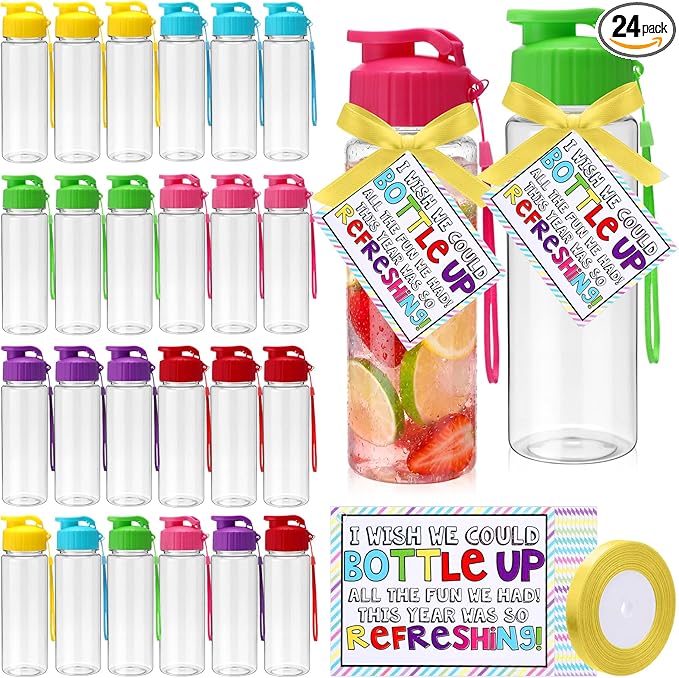 Yungyan 24 Sets End of Year Gifts for Students 17 oz Water Bottles Bulk Portable Sports Water Bottle Summer Graduation Student Gift from Teachers for Kids School Classroom Prize Goodie Bag (Flip Cap)