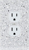 Silver Glitter Outlet Covers - Sparkling Wall Plate 5.1"x3.15", Unique Gift for Home Decor,Single Duplex