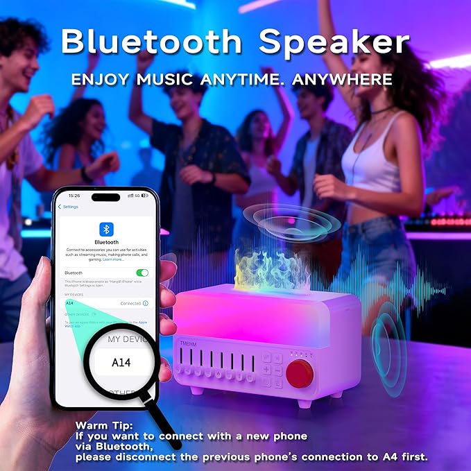 TMEHM 4-in-1 Sleep Sound Machine with White Noise & 8 Nature Sounds, Bluetooth Speaker, Night Light & Aroma Diffuser with Timer for Baby, Kids and Adults (White)