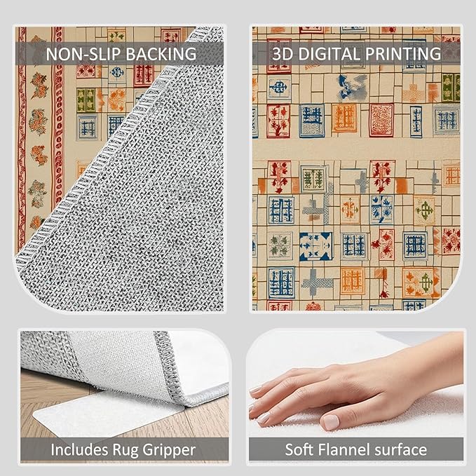 Geometric Washable Rugs 6.6×9.5ft Chessboard Kids Play Mat, Rectangular Snake Ladder Non Slip Low-Pile Floor Carpet for Nursery Kids Girls Boys Room Living Room Dinning Room Bedroom Decor