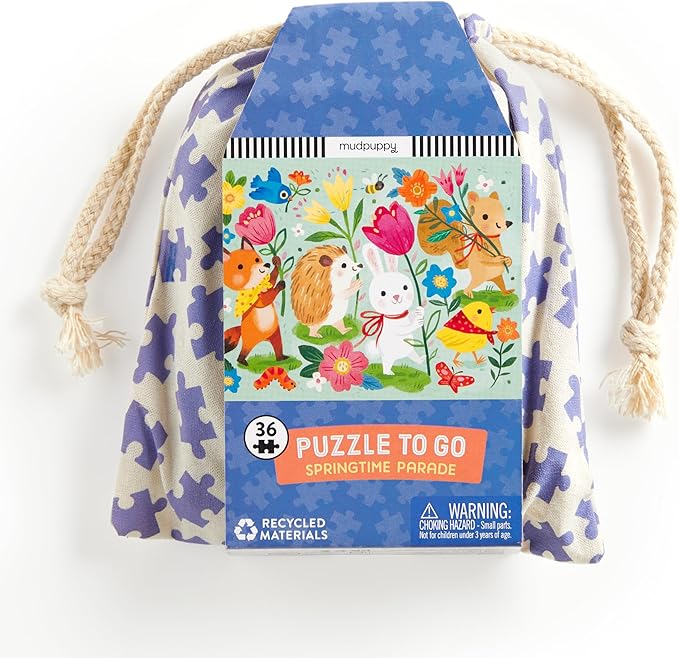 Mudpuppy Springtime Parade – 36 Piece Puzzle to Go Featuring an Adorable Easter Animals Parade Perfect Easter Travel Activity for Children Ages 3 and Up