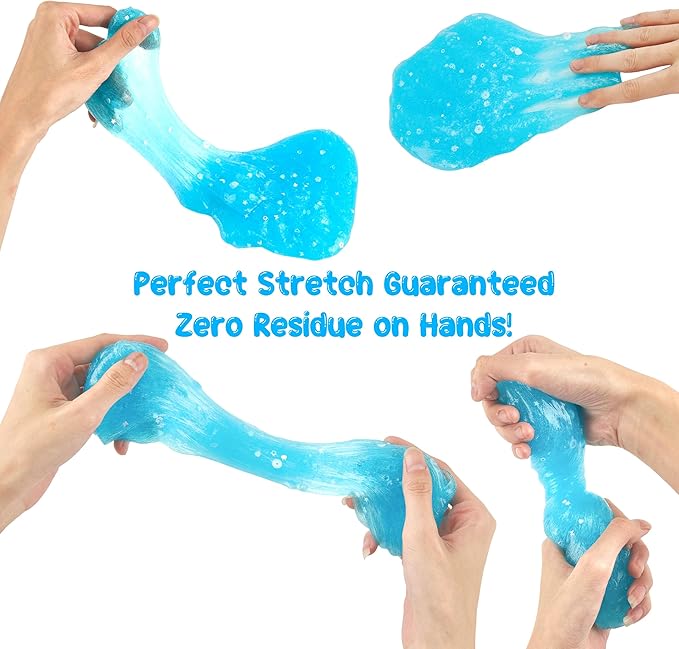 Shark Ocean Slime Kit with Ice Cream Tub - 8 Oz Blue Crystal Slime, Slime Party Favors for Kids, Resin Shark Charm & Glitter - Non-Sticky Sensory Toys for Boy & Girls 6-12,STEAM Classroom Gifts