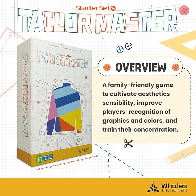 Whales Entertainment |Tailor Master Board Game for Kids 3 +| Family Game Night | Memory Matching Card with Bell Tap| Educational and Fun for Preschool,Toddlers and Parents|Helps Improve Concentration