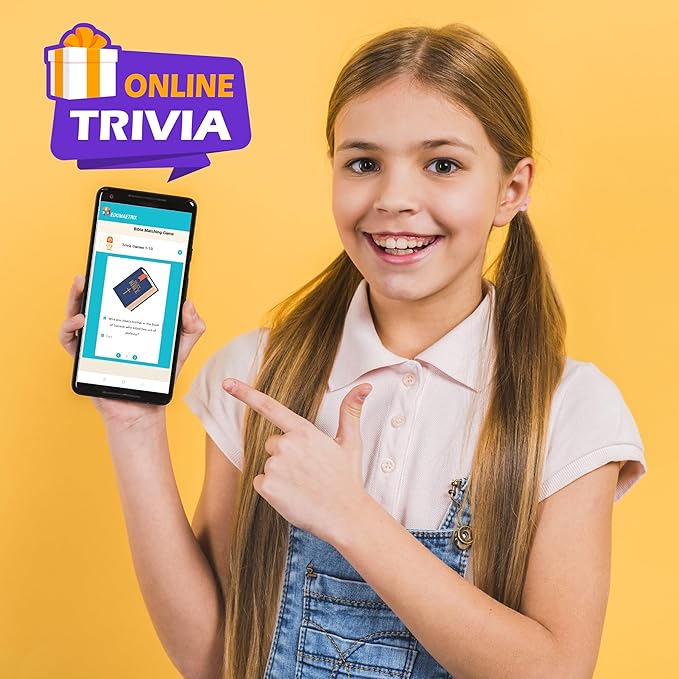 72 (36 Pairs) Bible Trivia Memory Matching Game with Poster and Online Trivia Language Learning Games for ESL and Language Immersion