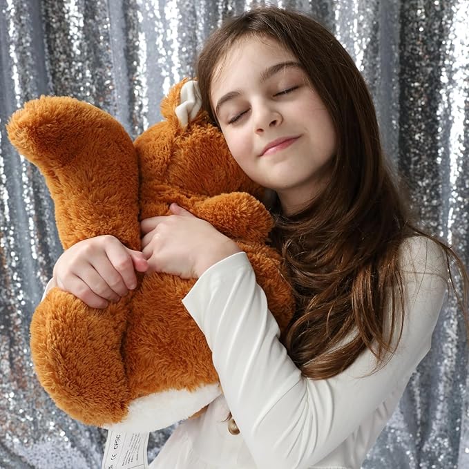 BENINY 14“ Realistic Squrrile Stuffed Animal, Cute Squirrel Plush Toy with Holding Mini Acorn, Plushie Gift for Kids