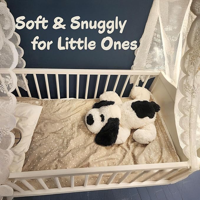 WEIGEDU Floppy Stuffed Dog Puppy Plush Toy, Huggable White Beagle with Black Ears Labrador Retriever Stuffed Animal Dogs for Kids Girls Boys Baby Birthday Bedtime Gift, 20 inches