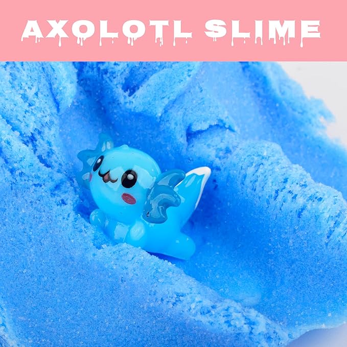 Axolotl Cloud Slime and Pink Peach Butter Slime Kit,Dual Colored New Charms,Super Soft and Non-Sticky, Stress Relief Toy Party Favors Birthday Gifts for Girls.