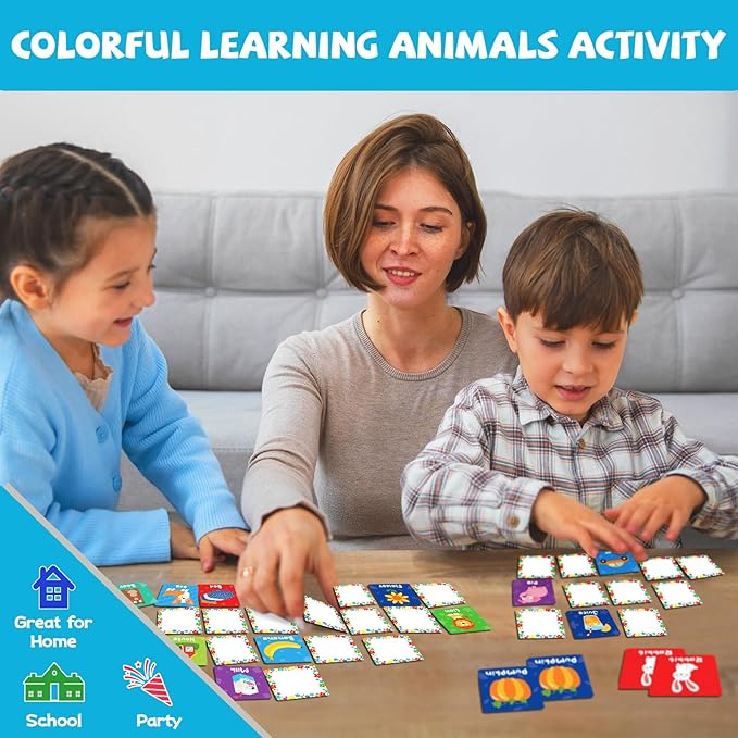 zheyistep 100 PCS First Words Matching Game for Kids Toddlers Memory Game, Toddler Match Game Concentration Card Game for Boys Girls Preschool Learning Activities