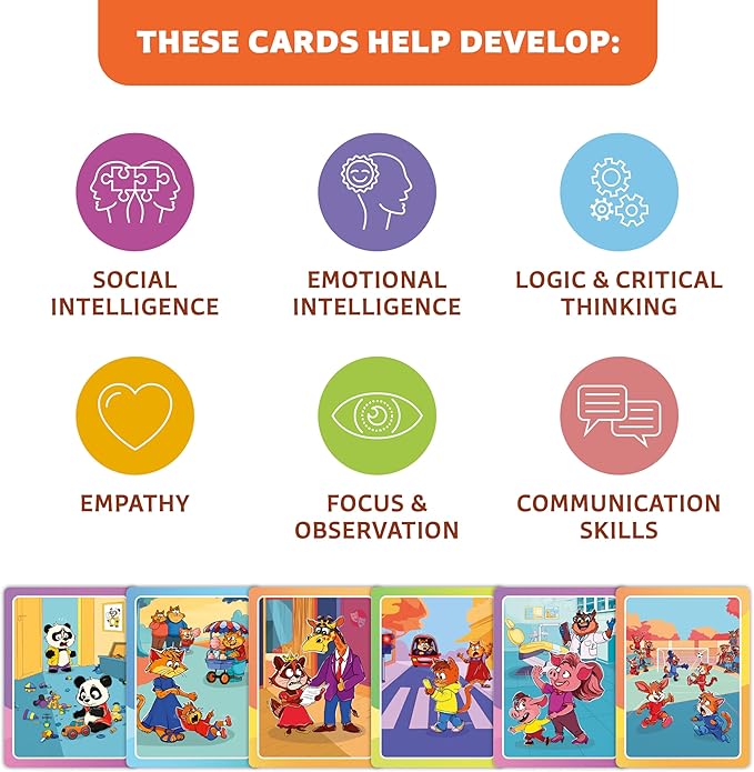 Who What Why Conversation Cards for Kids – Learning Game for Social Skills, Emotional Intelligence & Critical Thinking – Speech Therapy Resources, Sequencing Game & Articulation Materials, Ages 4+