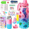 Wninbu Decorate Your Own Water Bottle Kits for Girls,Stainless Steel Mermaid Water Bottle Girls,Arts and Crafts Ages 4-6-8-10,Gem Art Mermaid Toys Gifts Birthday Christmas Stocking Stuffers (Mermaid)