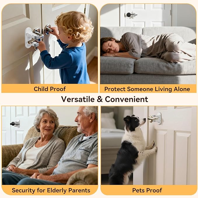 Door Lever Locks for Kids Safety, Strong 3M Adhesive Baby Proofing Door Handle Locks, Durable ABS Child Locks for Doors, Windows, Faucets, No Tools Needed or Drill (White-2Pack)