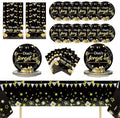 We Will Miss You Party Decorations Serve 24 Guests Going Away Party Disposable Plates Napkins Tablecloth Farewell Dinner Tableware Black and Gold Goodbye Party Supplies for Leaving Retirement Party