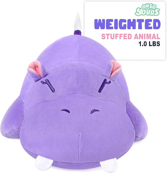 Onsoyours Original Hippo Weighted Stuffed Animals Kawaii Comfort Hippopotamus Plush, Soft Hugging Plushies Toys Gifts for Kids & Adults(9.8", 1.0Lbs)