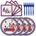 72 Pcs Patriotic Paper Plates American Flag Party Dessert Plates Napkins Forks Tableware Set Disposable Party Decoration Supplies for Labor Day 4th of July Independence Day Election Day, Serve 24