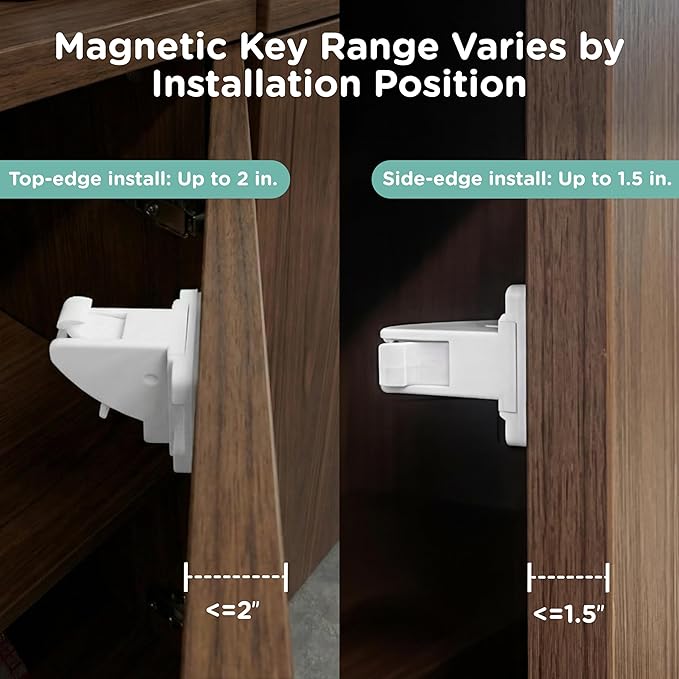 10 Pack Cabinet Locks Baby Proofing - SKYLA HOMES Children Proof Magnetic Cabinet Locks for Cupboard, Drawers, Adhesive Baby Proof Latches (10 Locks and 2 Keys)